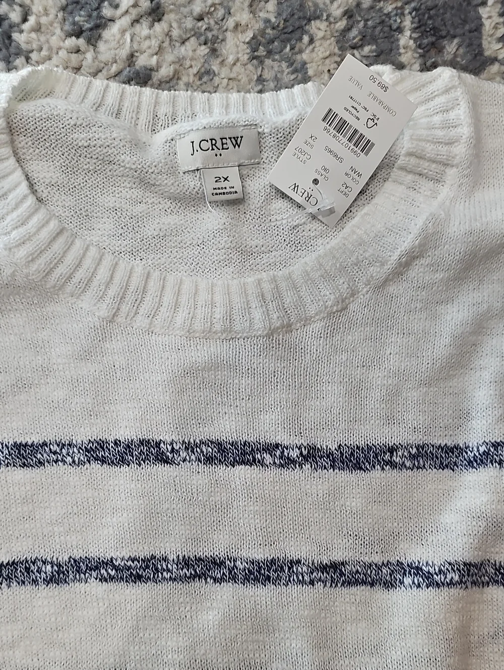 J Crew Beach Stripe Sweater Size 2x Plus Nwt